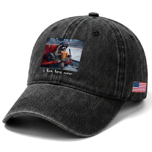 Hockey Mom Raccoon Iced Coffee Washed Cotton Baseball Cap I Live Here Now TS14 Print Your Wear