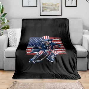 Uncle Sam Hockey Player 4th of July American Flag Throw Blanket TS14 Print Your Wear