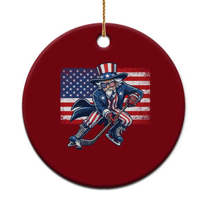 Uncle Sam Hockey Player 4th of July American Flag Ceramic Ornament TS14 1pc Red Print Your Wear