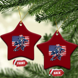 Uncle Sam Hockey Player 4th of July American Flag Ceramic Ornament TS14 Print Your Wear