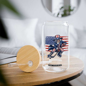 Uncle Sam Hockey Player 4th of July American Flag Glass Can TS14 Print Your Wear