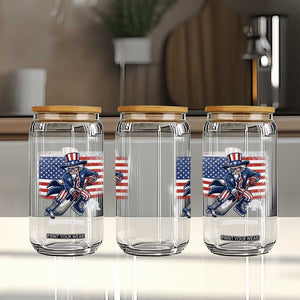 Uncle Sam Hockey Player 4th of July American Flag Glass Can TS14 Print Your Wear