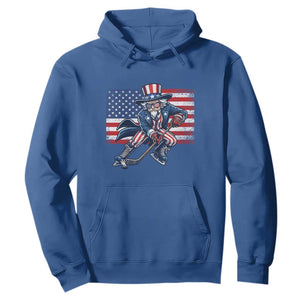 Uncle Sam Hockey Player 4th of July American Flag Hoodie TS14 Royal Blue Print Your Wear
