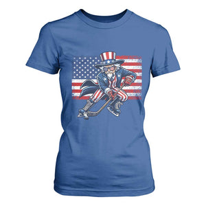 Uncle Sam Hockey Player 4th of July American Flag T Shirt For Women TS14 Royal Blue Print Your Wear