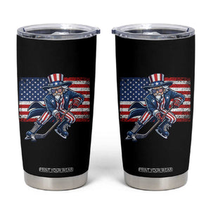 Uncle Sam Hockey Player 4th of July American Flag Tumbler Cup TS14 Black Print Your Wear
