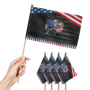 Uncle Sam Hockey Player 4th of July American Flag Patriotic Handheld Flag