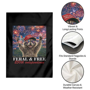 USA 250 Years Freedom Garden Flag Feral and Free Funny Raccoon Driking Beer 4th of July TS14 Print Your Wear