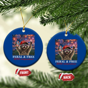 USA 250 Years Freedom Ceramic Ornament Feral and Free Funny Raccoon Driking Beer 4th of July TS14 1pc Blue Print Your Wear