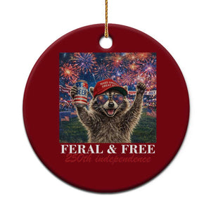 USA 250 Years Freedom Ceramic Ornament Feral and Free Funny Raccoon Driking Beer 4th of July TS14 1pc Red Print Your Wear