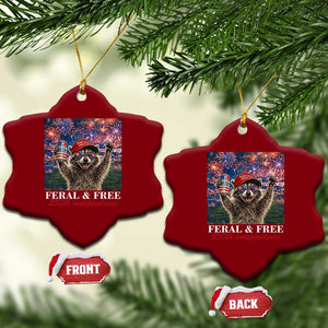 USA 250 Years Freedom Ceramic Ornament Feral and Free Funny Raccoon Driking Beer 4th of July TS14 Print Your Wear
