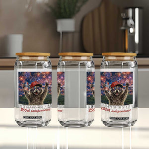 USA 250 Years Freedom Glass Can Feral and Free Funny Raccoon Driking Beer 4th of July TS14 Print Your Wear