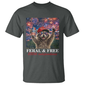USA 250 Years Freedom T Shirt Feral and Free Funny Raccoon Driking Beer 4th of July TS14 Dark Heather Print Your Wear