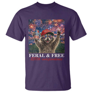 USA 250 Years Freedom T Shirt Feral and Free Funny Raccoon Driking Beer 4th of July TS14 Purple Print Your Wear