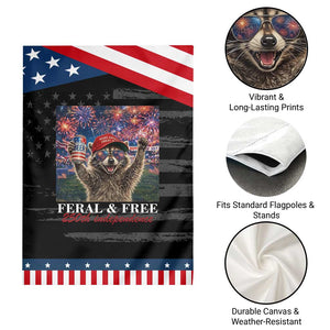 USA 250 Years Freedom Patriotic Garden Flag Feral and Free Funny Raccoon Driking Beer 4th of July TS14 Print Your Wear