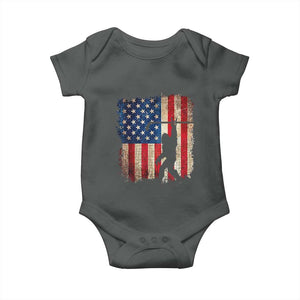 USA Hockey Bigfoot Baby Onesie Patriotic Sasquatch American Flag 4th of July TS14 Dark Heather Print Your Wear