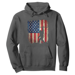 USA Hockey Bigfoot Hoodie Patriotic Sasquatch American Flag 4th of July TS14 Dark Heather Print Your Wear
