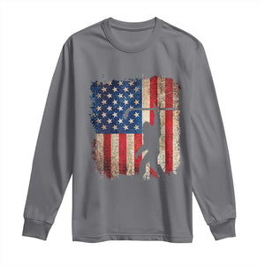 USA Hockey Bigfoot Long Sleeve Shirt Patriotic Sasquatch American Flag 4th of July TS14 Charcoal Print Your Wear