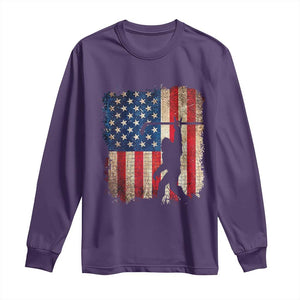 USA Hockey Bigfoot Long Sleeve Shirt Patriotic Sasquatch American Flag 4th of July TS14 Purple Print Your Wear