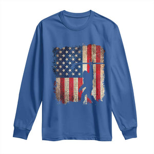 USA Hockey Bigfoot Long Sleeve Shirt Patriotic Sasquatch American Flag 4th of July TS14 Royal Blue Print Your Wear