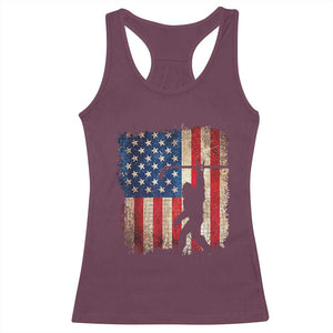 USA Hockey Bigfoot Racerback Tank Top Patriotic Sasquatch American Flag 4th of July TS14 Maroon Print Your Wear