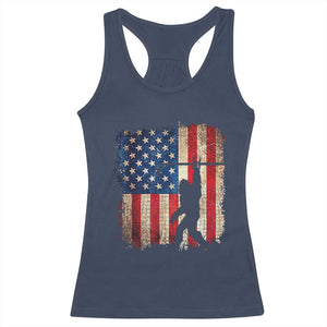 USA Hockey Bigfoot Racerback Tank Top Patriotic Sasquatch American Flag 4th of July TS14 Navy Print Your Wear
