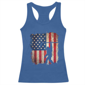 USA Hockey Bigfoot Racerback Tank Top Patriotic Sasquatch American Flag 4th of July TS14 Royal Blue Print Your Wear