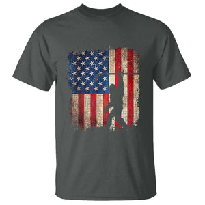 USA Hockey Bigfoot T Shirt Patriotic Sasquatch American Flag 4th of July TS14 Dark Heather Print Your Wear