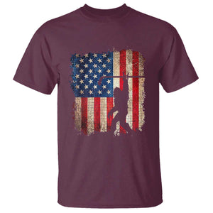 USA Hockey Bigfoot T Shirt Patriotic Sasquatch American Flag 4th of July TS14 Maroon Print Your Wear