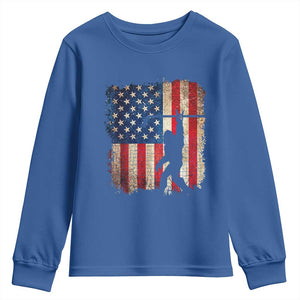 USA Hockey Bigfoot Youth Sweatshirt Patriotic Sasquatch American Flag 4th of July TS14 Royal Blue Print Your Wear