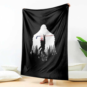 Bigfoot USA Ice Hockey 4th of July Throw Blanket Funny Sasquatch Patriotic American Flag TS14 Print Your Wear