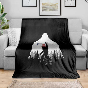Bigfoot USA Ice Hockey 4th of July Throw Blanket Funny Sasquatch Patriotic American Flag TS14 Print Your Wear