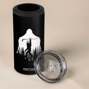 Bigfoot USA Ice Hockey 4th of July 4 in 1 Can Cooler Tumbler Funny Sasquatch Patriotic American Flag TS14 Print Your Wear