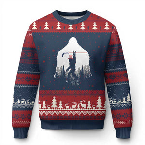 Bigfoot USA Ice Hockey 4th of July Ugly Christmas Sweater Funny Sasquatch Patriotic American Flag TS14 Navy Red Print Your Wear