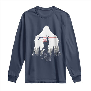 Bigfoot USA Ice Hockey 4th of July Long Sleeve Shirt Funny Sasquatch Patriotic American Flag TS14 Navy Print Your Wear