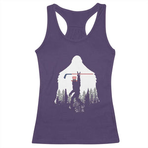 Bigfoot USA Ice Hockey 4th of July Racerback Tank Top Funny Sasquatch Patriotic American Flag TS14 Purple Print Your Wear