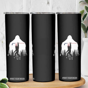 Bigfoot USA Ice Hockey 4th of July Skinny Tumbler Funny Sasquatch Patriotic American Flag TS14 Print Your Wear