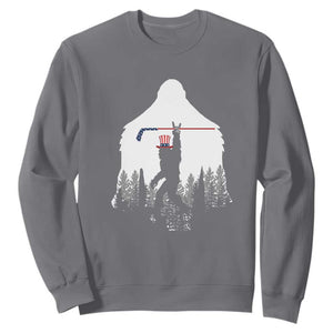Bigfoot USA Ice Hockey 4th of July Sweatshirt Funny Sasquatch Patriotic American Flag TS14 Charcoal Print Your Wear