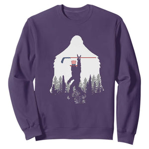 Bigfoot USA Ice Hockey 4th of July Sweatshirt Funny Sasquatch Patriotic American Flag TS14 Purple Print Your Wear
