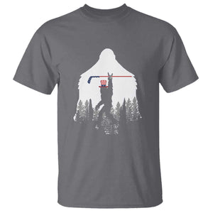 Bigfoot USA Ice Hockey 4th of July T Shirt Funny Sasquatch Patriotic American Flag TS14 Charcoal Print Your Wear