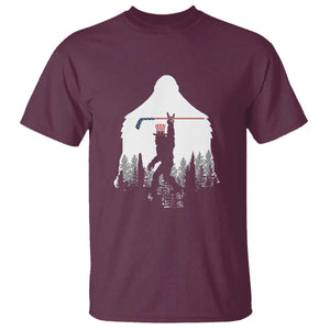Bigfoot USA Ice Hockey 4th of July T Shirt Funny Sasquatch Patriotic American Flag TS14 Maroon Print Your Wear