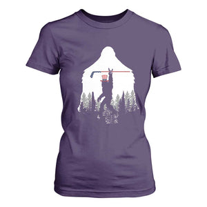 Bigfoot USA Ice Hockey 4th of July T Shirt For Women Funny Sasquatch Patriotic American Flag TS14 Purple Print Your Wear