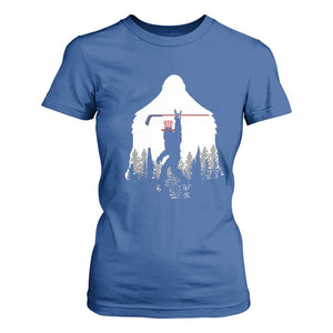 Bigfoot USA Ice Hockey 4th of July T Shirt For Women Funny Sasquatch Patriotic American Flag TS14 Royal Blue Print Your Wear