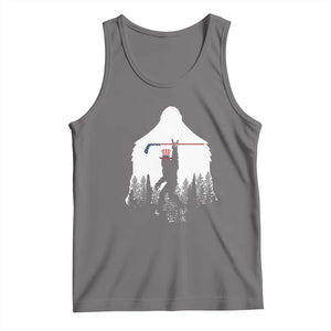 Bigfoot USA Ice Hockey 4th of July Tank Top Funny Sasquatch Patriotic American Flag TS14 Deep Heather Print Your Wear