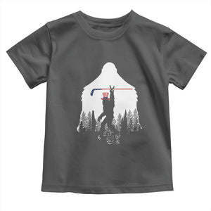 Bigfoot USA Ice Hockey 4th of July Toddler T Shirt Funny Sasquatch Patriotic American Flag TS14 Dark Heather Print Your Wear