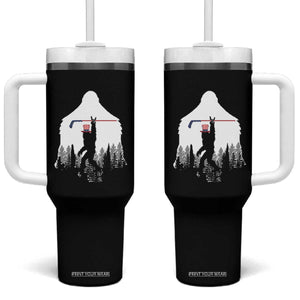 Bigfoot USA Ice Hockey 4th of July Tumbler With Handle Funny Sasquatch Patriotic American Flag TS14 One Size: 40 oz Black Print Your Wear