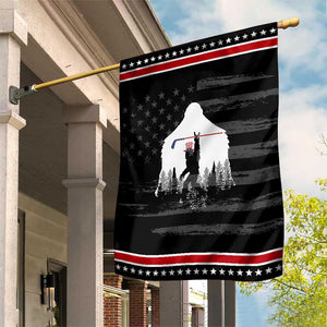 Bigfoot USA Ice Hockey 4th of July Patriotic Garden Flag Sasquatch American Flag 4th of July TS14 Distressed Black Red Print Your Wear