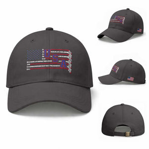 Ice Hockey Sticks American Flag Baseball Cap Patriotic Hockey Fan TS14 Baseball Cap Universal Fit Dark Gray Print Your Wear