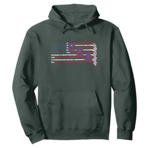 Ice Hockey Sticks American Flag Hoodie Patriotic Hockey Fan TS14 Dark Forest Green Print Your Wear