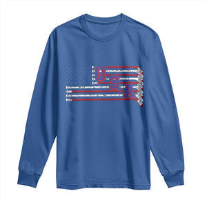 Ice Hockey Sticks American Flag Long Sleeve Shirt Patriotic Hockey Fan TS14 Royal Blue Print Your Wear