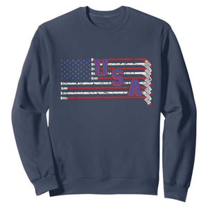 Ice Hockey Sticks American Flag Sweatshirt Patriotic Hockey Fan TS14 Navy Print Your Wear